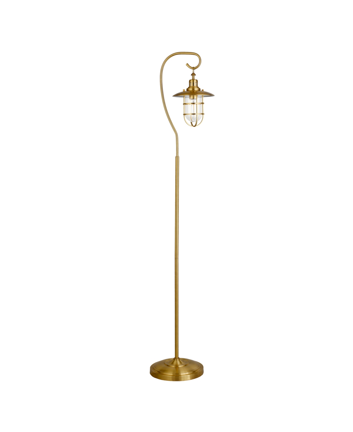 Hudson & Canal Bay Nautical Floor Lamp With Glass Shade In Brass