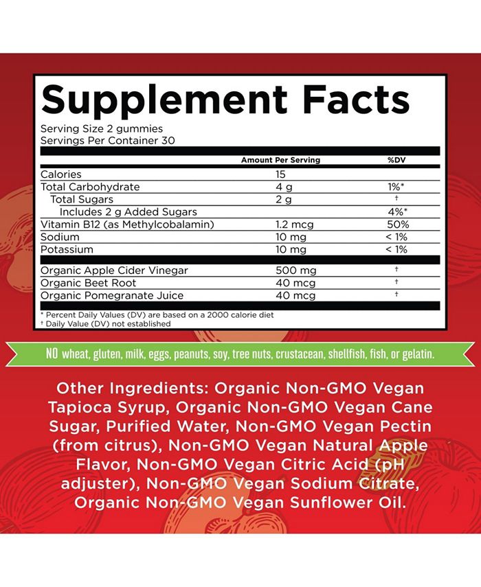 MaryRuth Organics Apple Cider Vinegar Gummies, Apple, 60ct Macy's