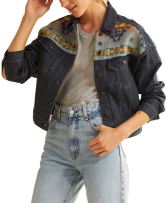 Pendleton - Women's Printed Panel Detail Denim Trucker Jacket