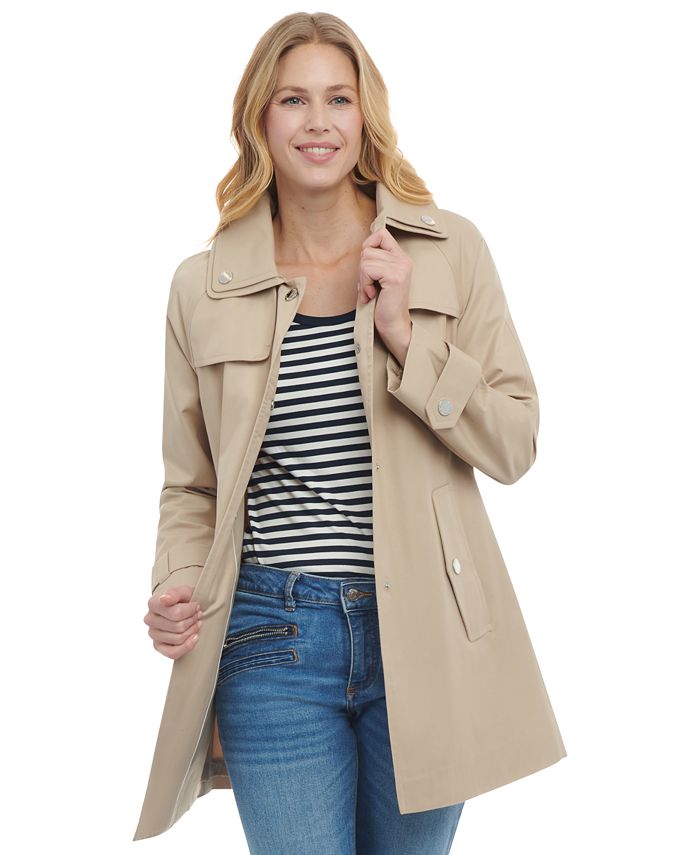 LONDON FOG Women’s Single-Beasted Wool Blend Coat With Scaf