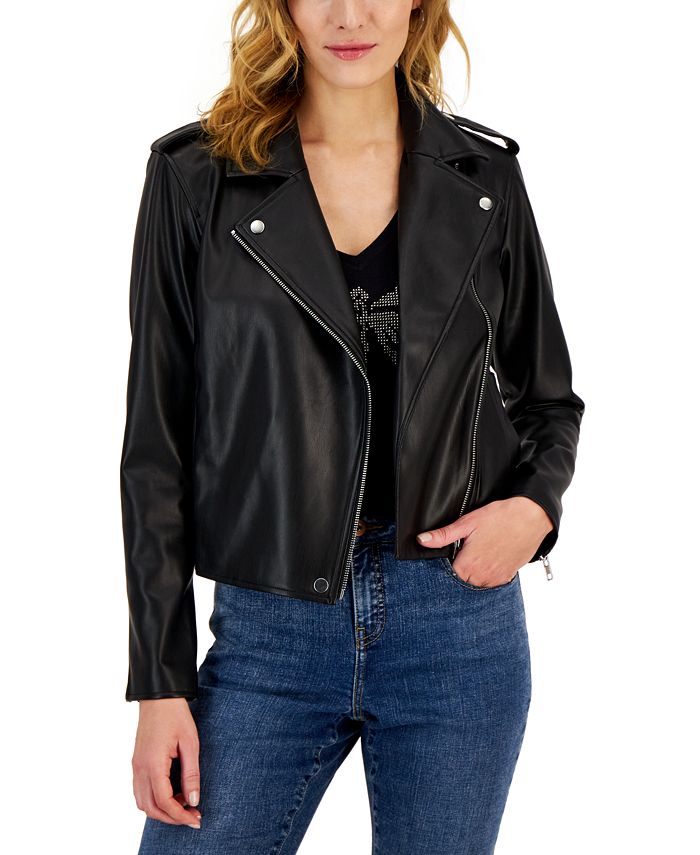 I.N.C. International Concepts Women's Faux-Leather Jacket, Created for ...