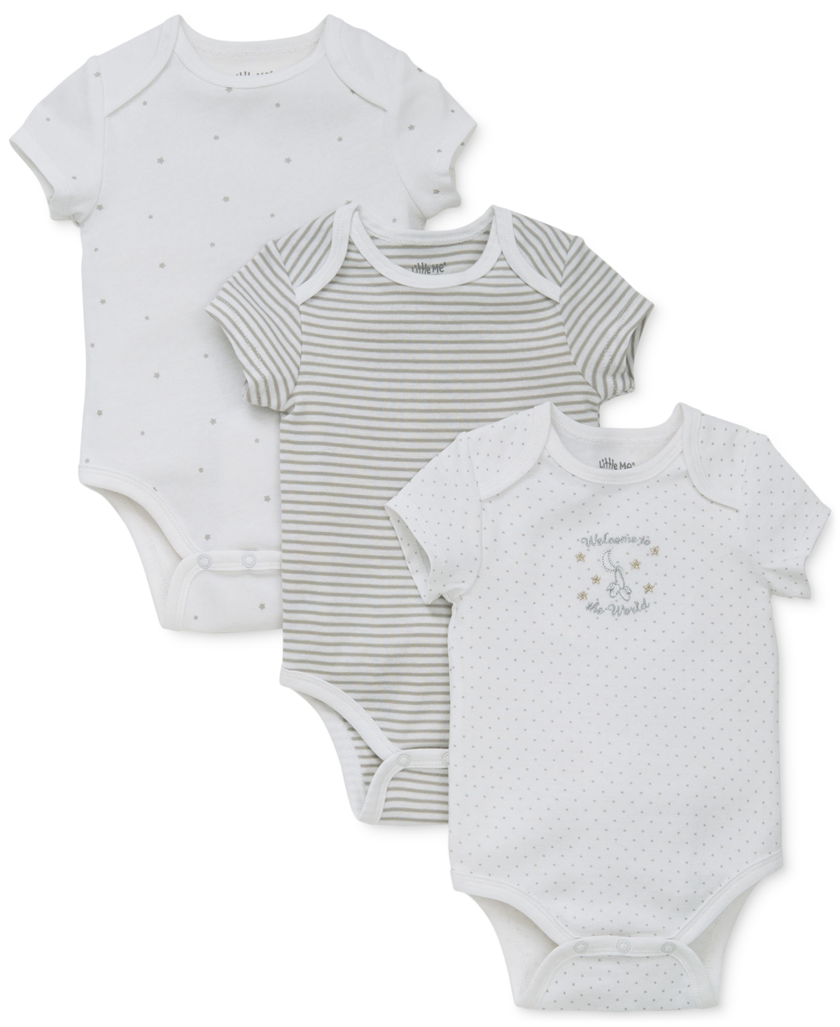 Little Me Baby Boys Or Baby Girls Welcome To The World Bodysuits, Pack Of 3 In White