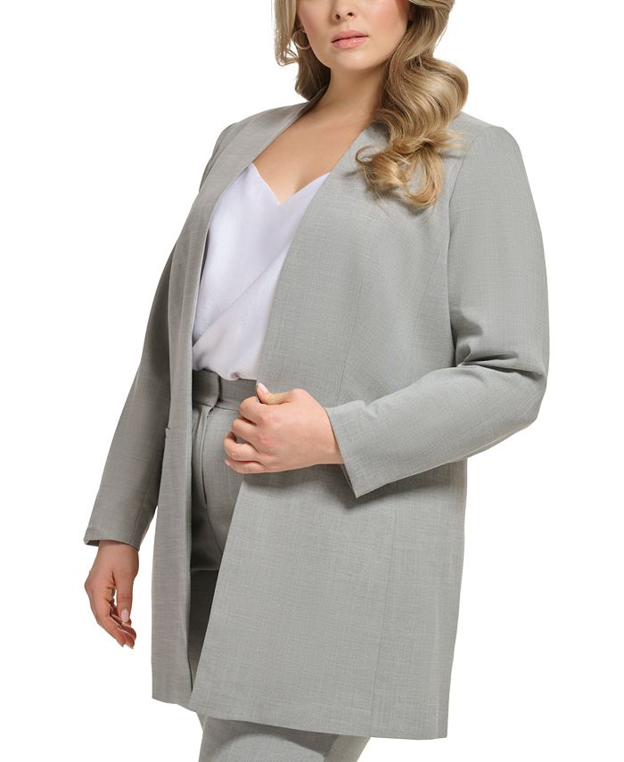 Calvin Klein Plus Size Open-Front Long-Sleeve Topper Jacket & Reviews -  Jackets & Blazers - Women - Macy's