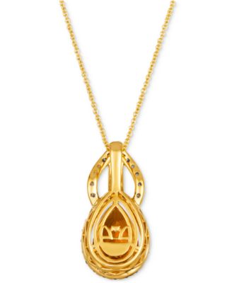 Cinnamon Citrine (2-3/4 ct. t.w.) & Diamond (5/8 ct. t.w.) Double Teardrop Pendant Necklace in 14k Gold, 18" + 2" extender