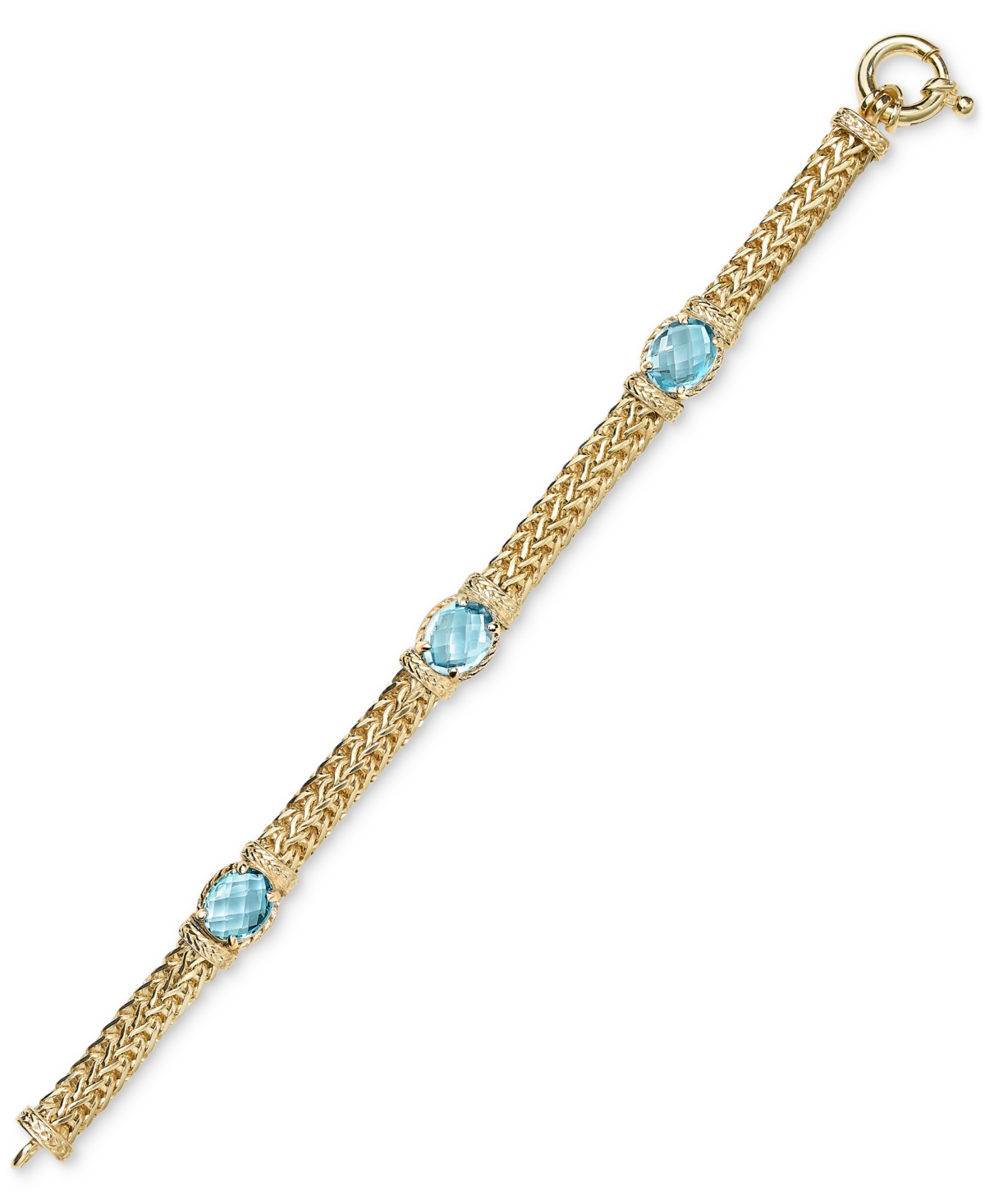 Macy's Swiss Blue Topaz Weave Link 18" Collar Necklace (10-1/2 Ct. T.w.) In 14k Gold-plated Sterling Silver In Gold Over Silver
