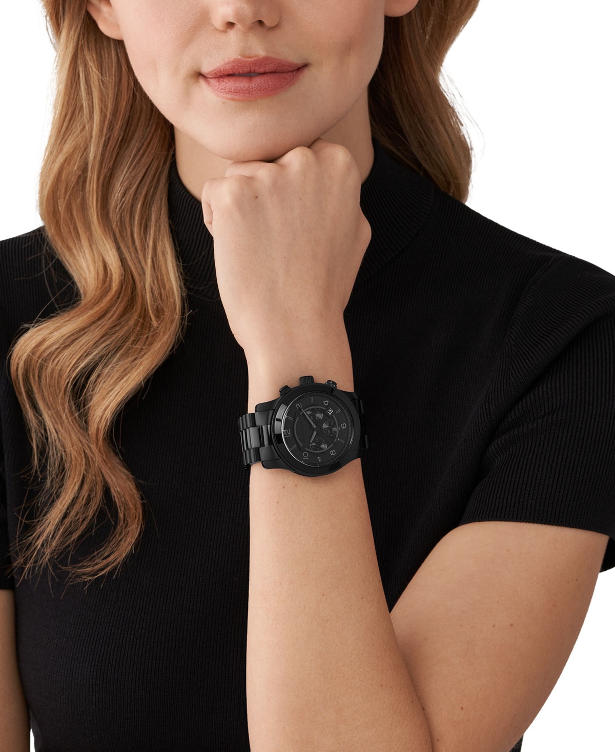 Shop Michael Kors Unisex Runway Chronograph Black Stainless Steel Bracelet Watch, 45mm