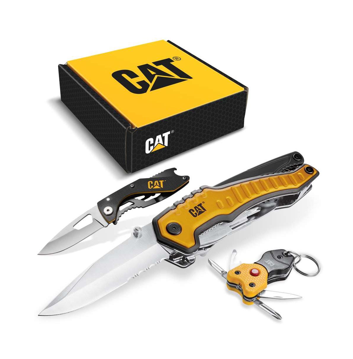 3 Piece 9-in-1 Multi-Tool, Knife, and Multi-Tool Key Chain Gift Box Set - Yellow