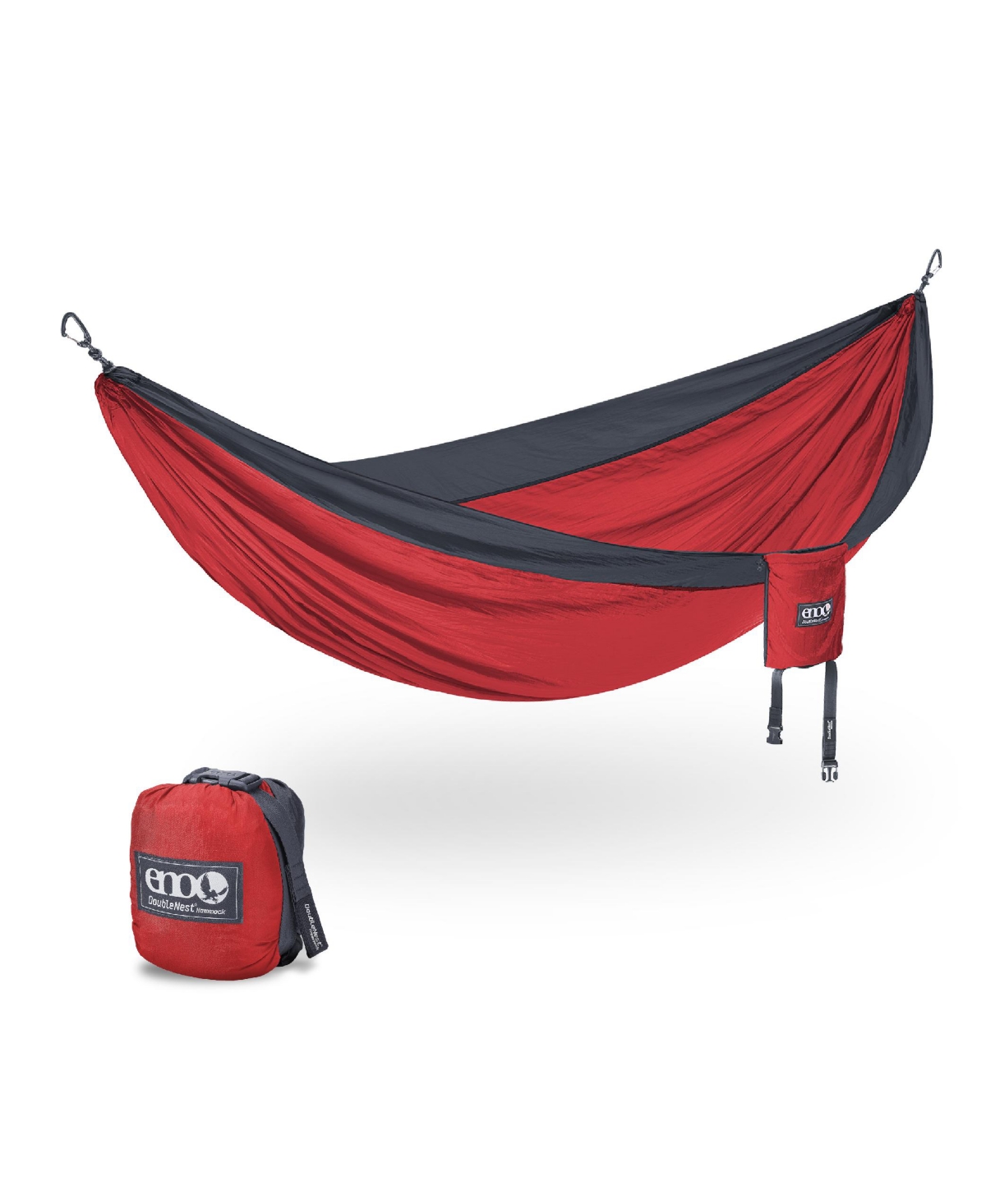 DoubleNest Hammock - Lightweight, Portable, 1 to 2 Person Hammock - For Camping, Hiking, Backpacking, Travel, a Festival, or the Beach - Red/Charc