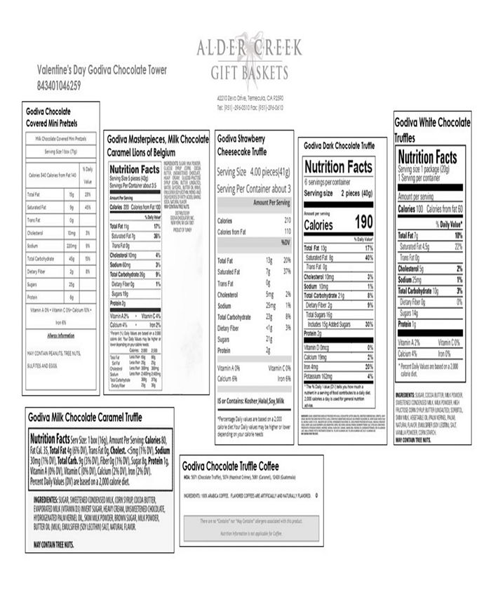 Alder Creek Gift Baskets Valentine's Day Godiva Chocolate Tower