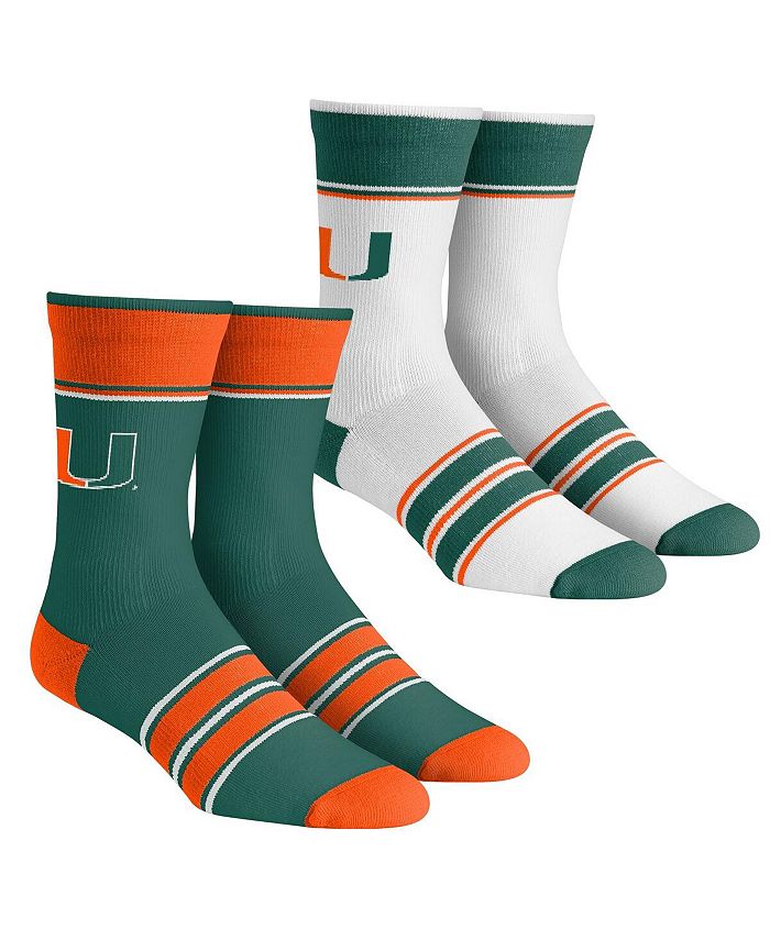 Rock 'Em Men's and Women's Socks Miami Hurricanes MultiStripe 2Pack