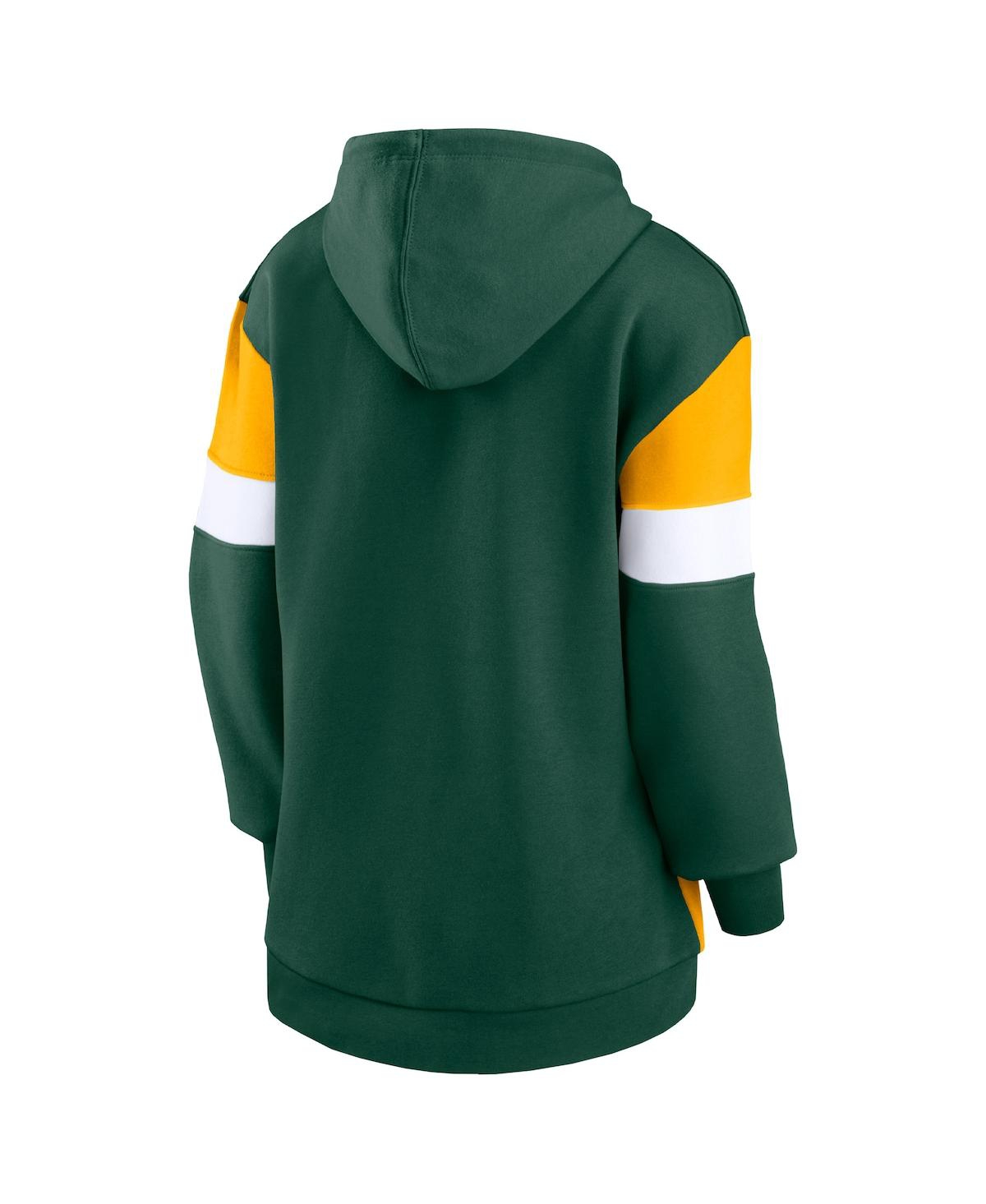 Shop Fanatics Women's  Green And Gold Green Bay Packers Lock It Down Pullover Hoodie In Green,gold