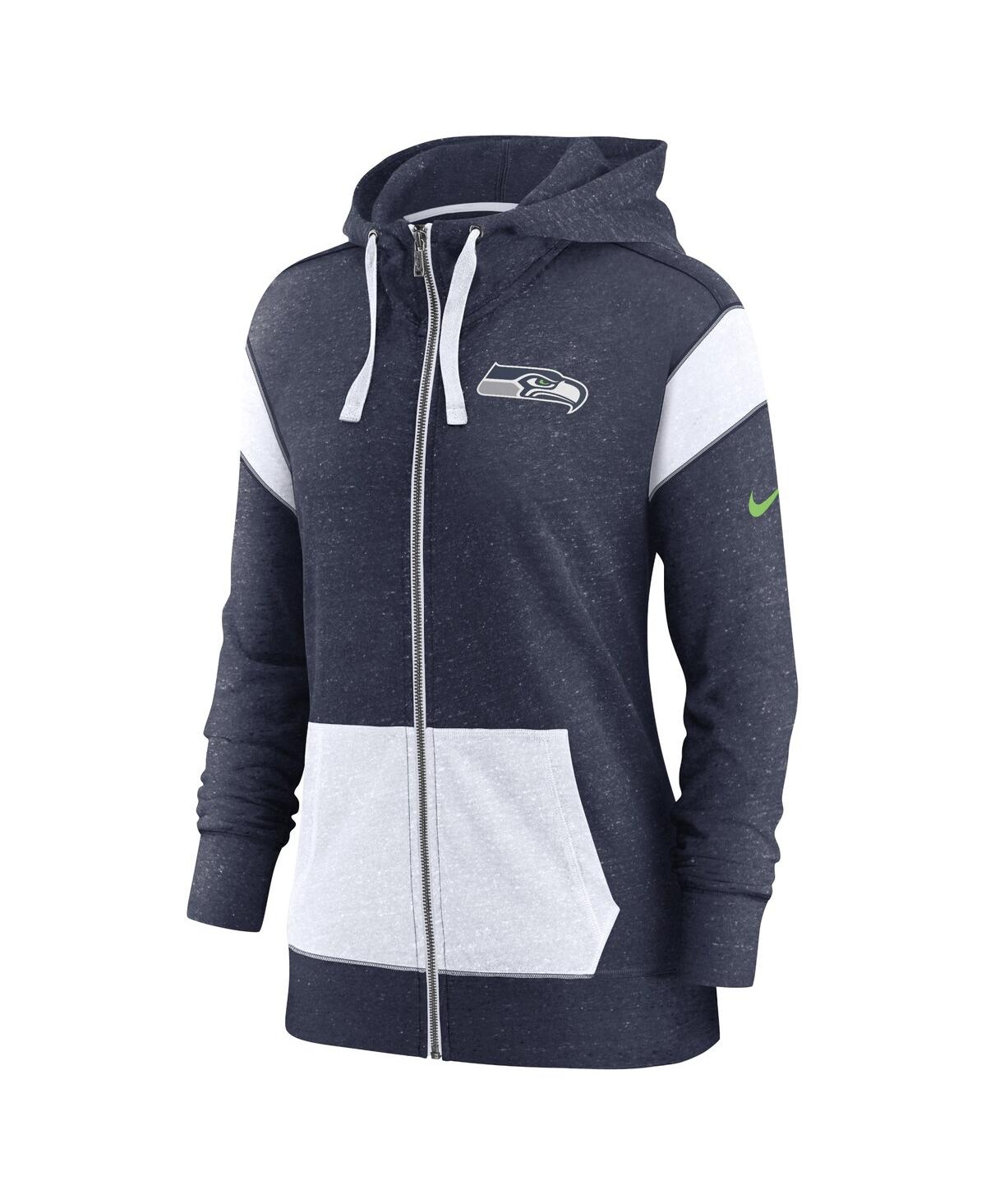 Nike College Navy/white Seattle Seahawks Plus Size Monaco Full-zip Lightweight Hoodie In Navy,white