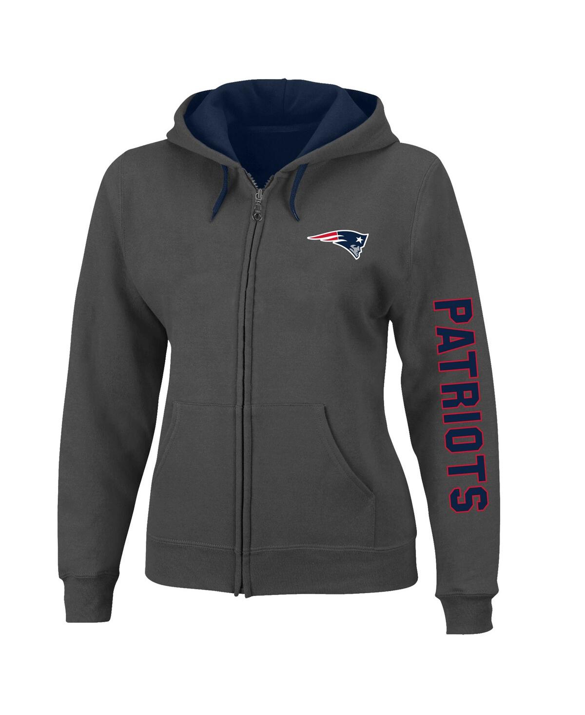 Profile Women's Heather Charcoal New England Patriots Plus Size Fleece Full-zip Hoodie Jacket