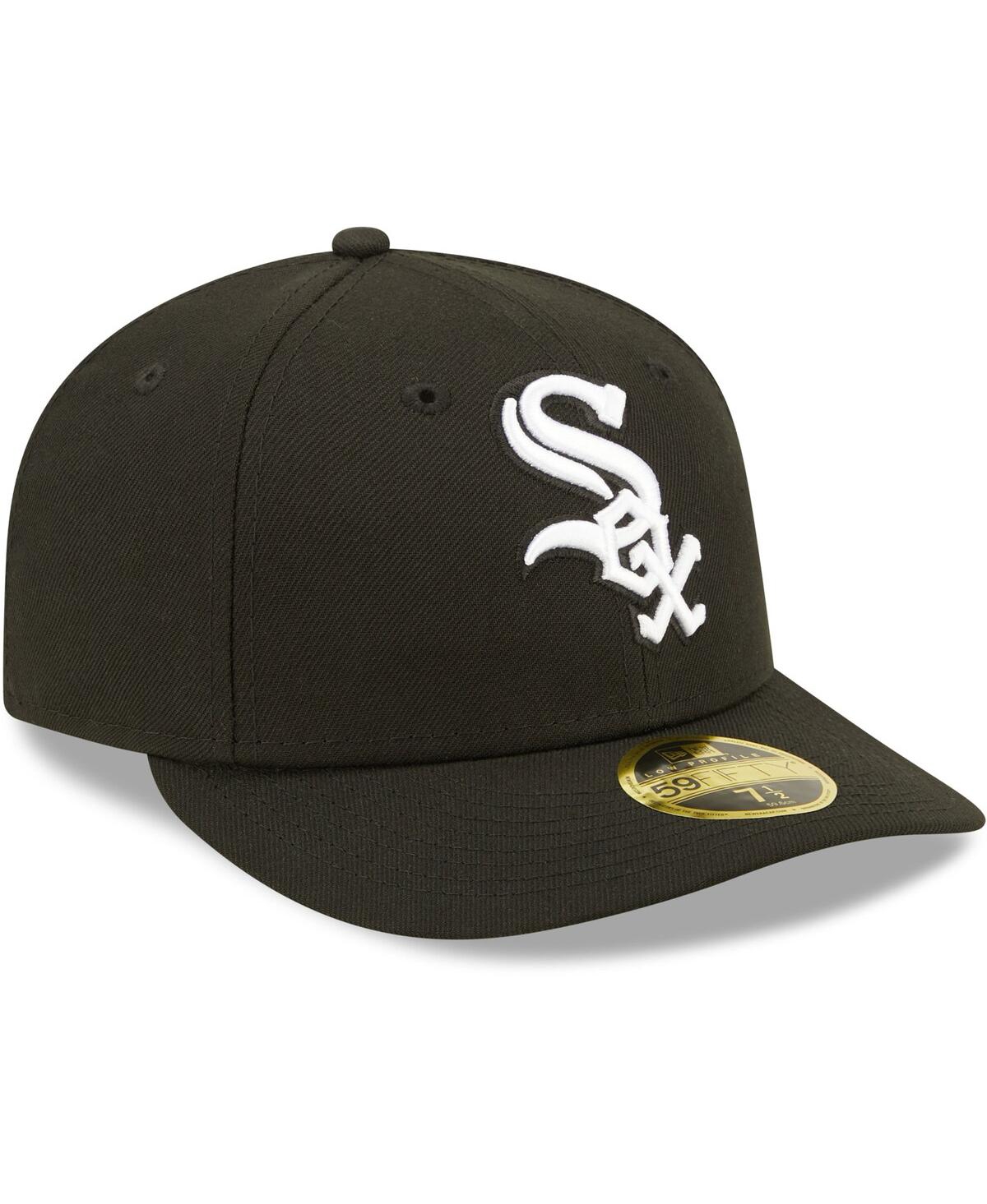 New Era Men's  Chicago White Sox Black, White Low Profile 59fifty Fitted Hat In Black