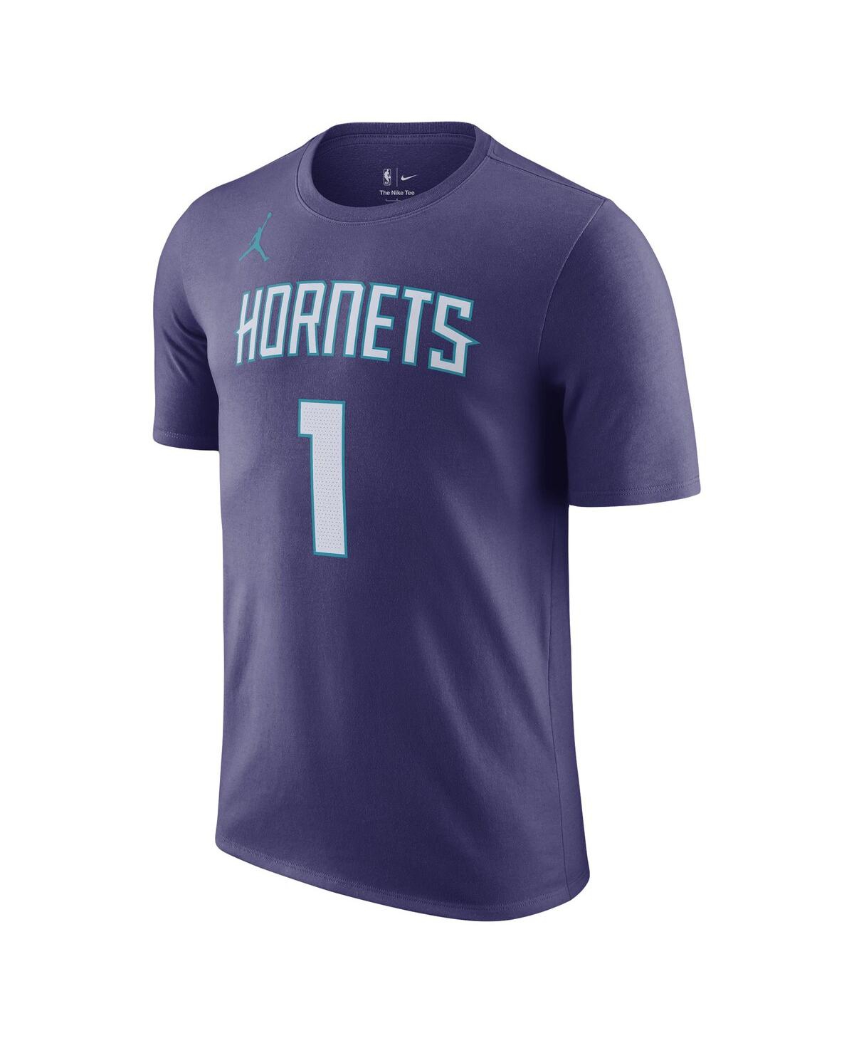 Shop Jordan Men's  Lamelo Ball Purple Charlotte Hornets 2022/23 Statement Edition Name And Number T-shirt