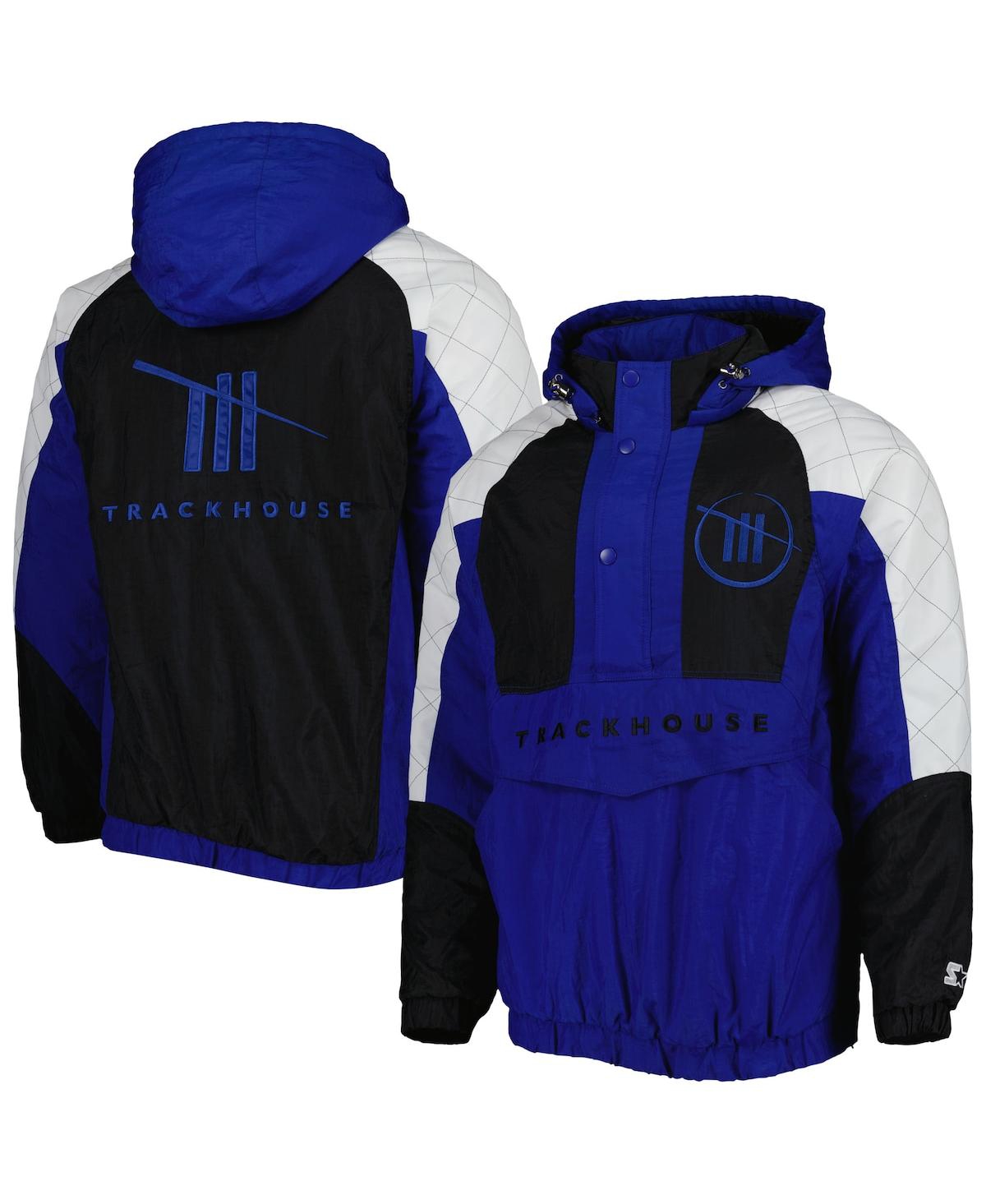 Starter Men's  Blue, Black Trackhouse Racing The Body Check Half-snap Pullover Jacket In Blue,black