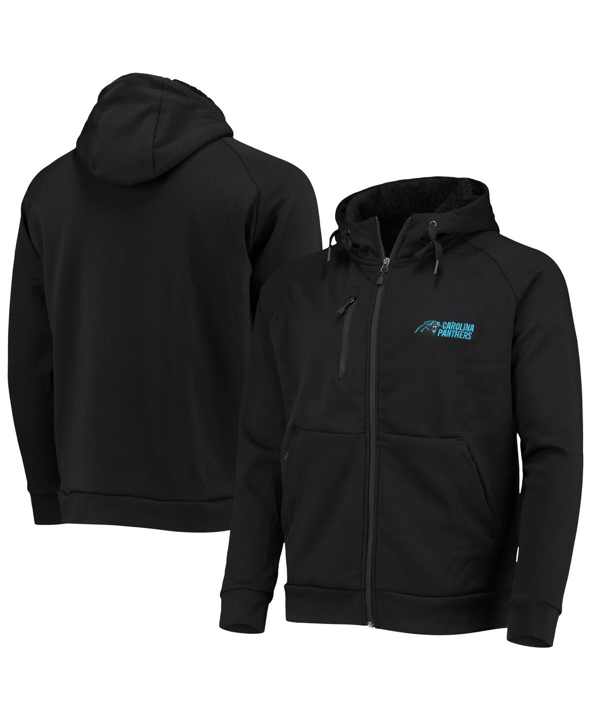 DUNBROOKE MEN'S DUNBROOKE BLACK CAROLINA PANTHERS SHAG TRI-BLEND FULL-ZIP RAGLAN HOODIE 