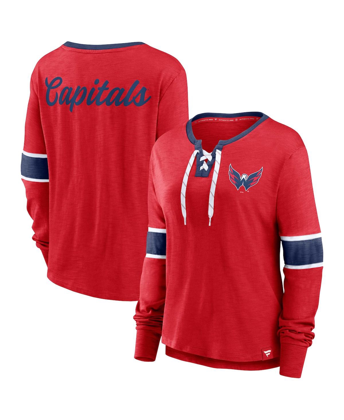 Women's FanaticsWashington Capitals Effervescent Exclusive Lace-Up Long Sleeve T-shirt - Red