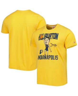 Men's Tyrese Haliburton Gold Indiana Pacers Caricature Tri-Blend T-shirt