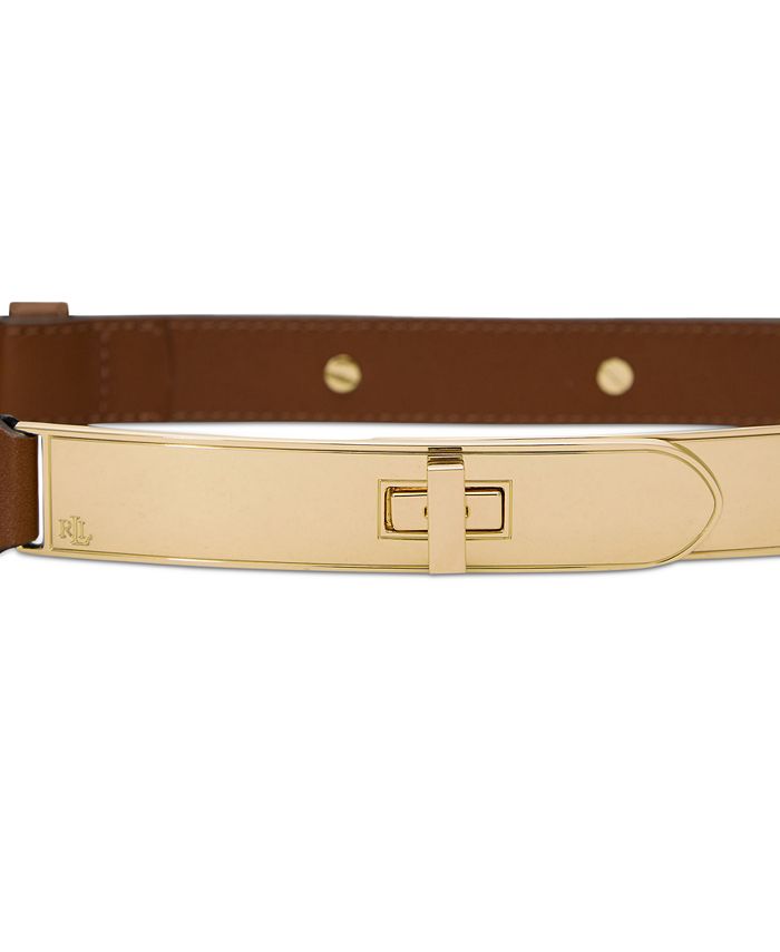Lauren Ralph Lauren Women's TurnLock Skinny Leather Belt Macy's