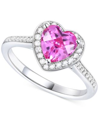 3-Pc. Set Garnet: (4 ct. t.w.) & Lab-Grown White Sapphire (3/4 ct. t.w.)Amethyst (3-1/3 ct. t.w.) Heart Pendant Necklace, Ring, & Stud Earrings in Sterling Silver (Also in Additional Gemstones)