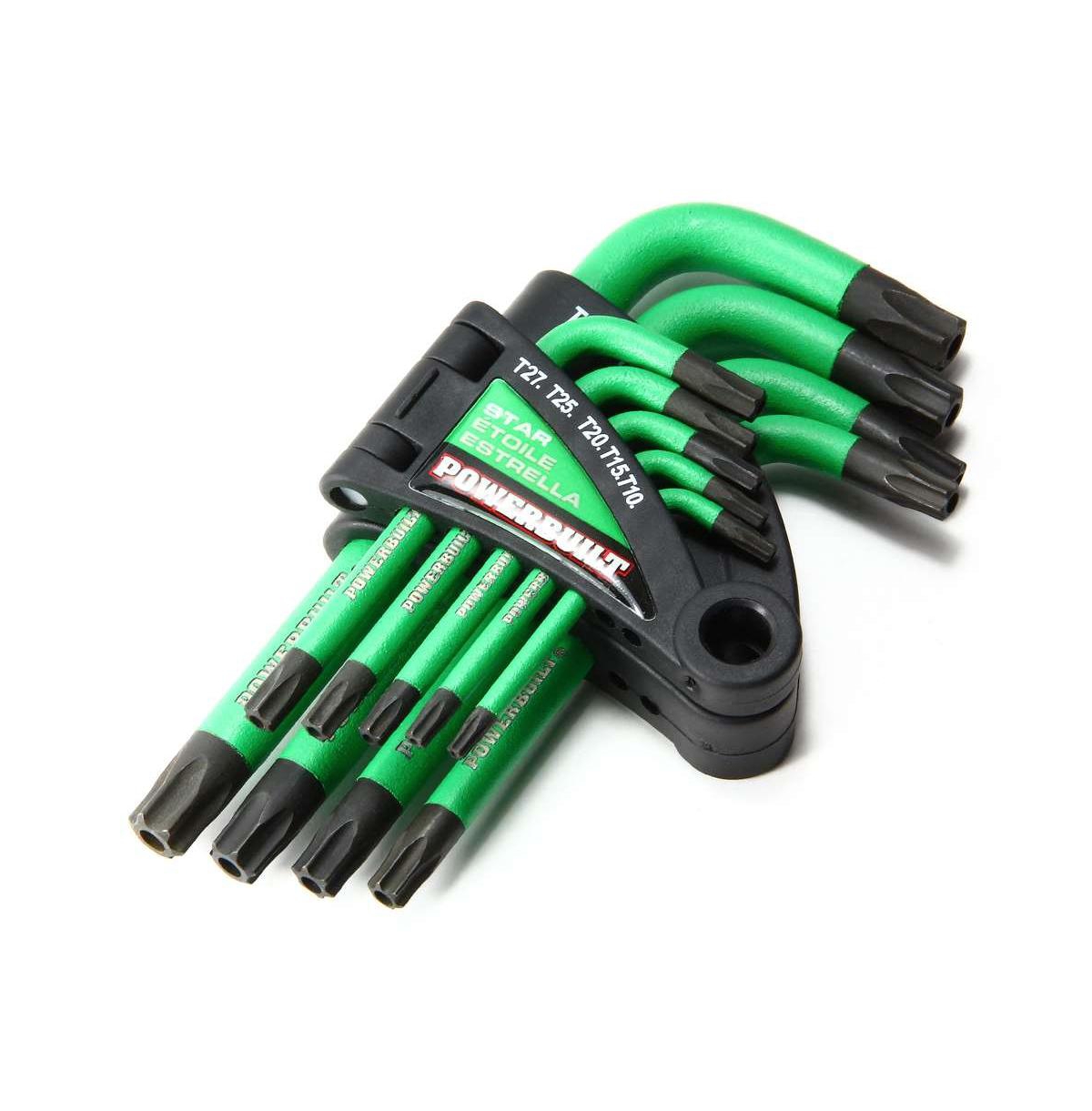 9 Piece Short Arm Tamper-Proof Torx Key Wrench Set - Green