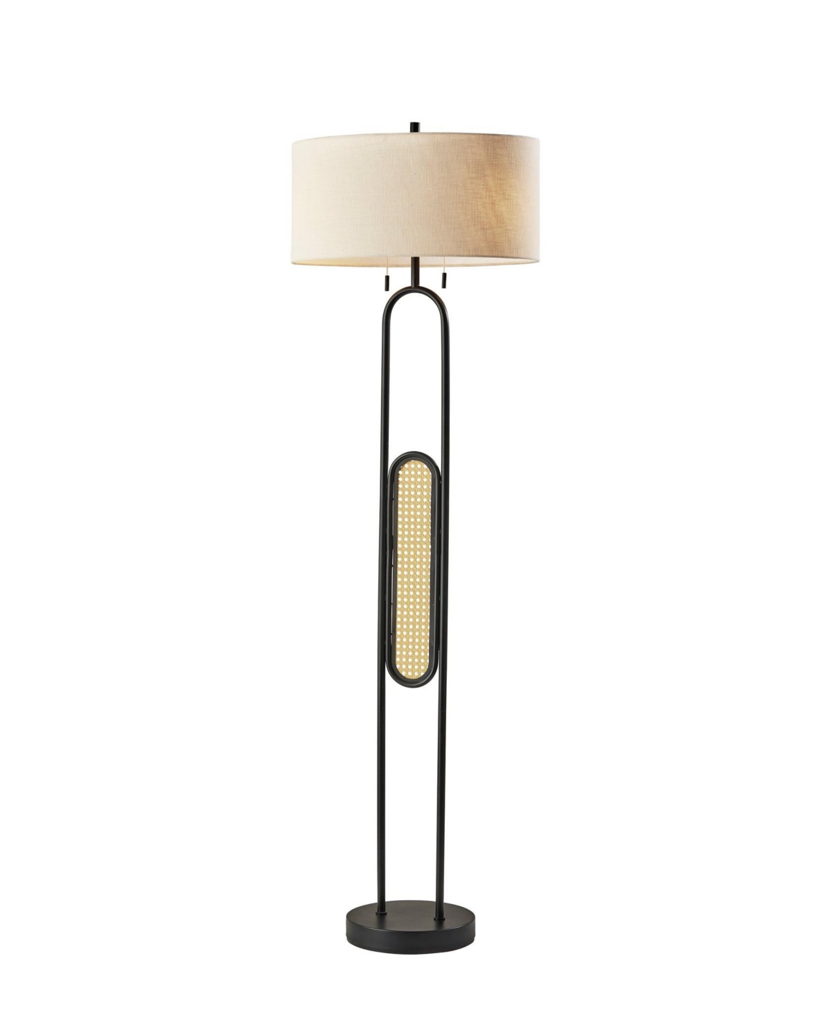 Adesso Levy Floor Lamp In Black With Webbed Caning Material