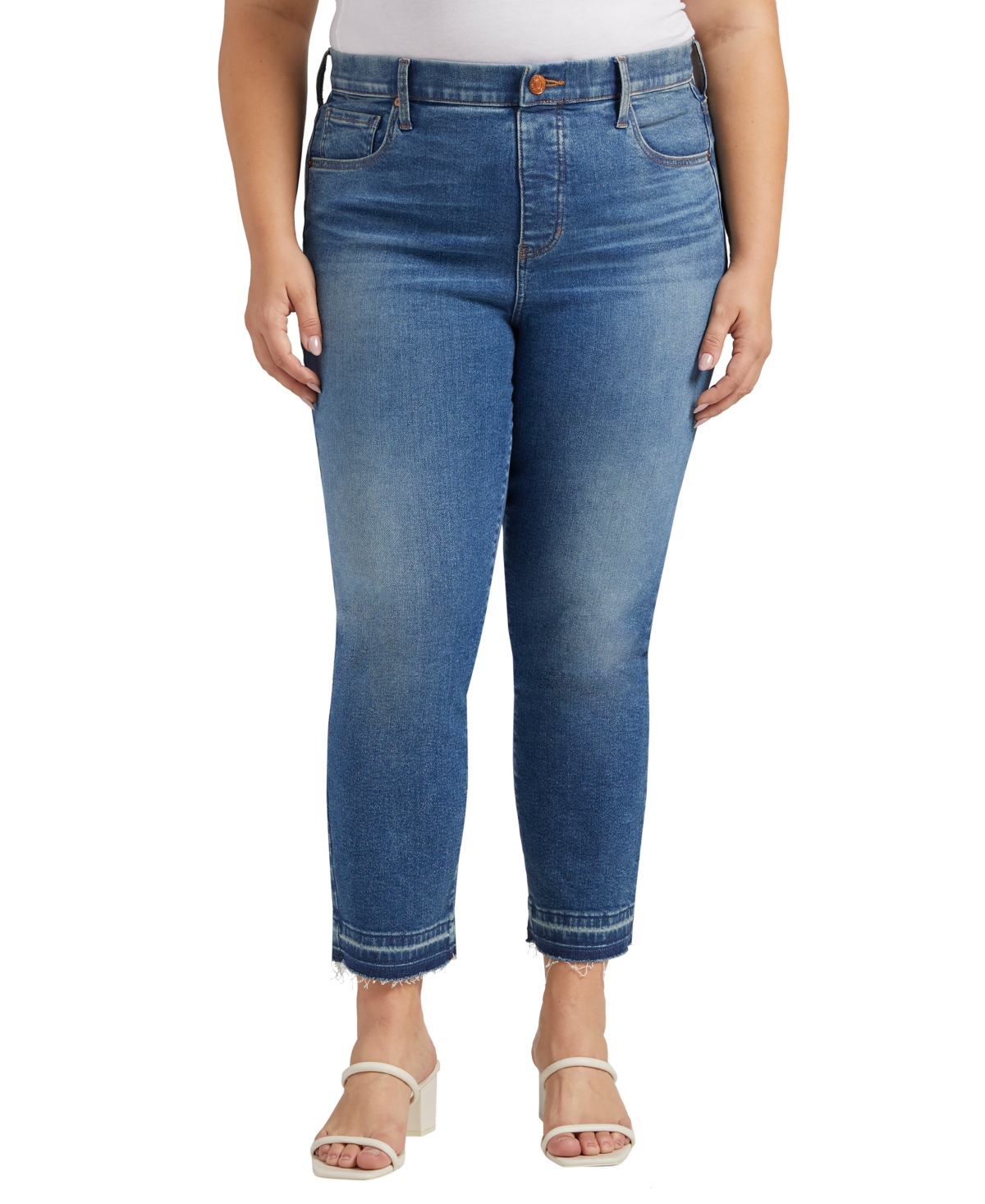 Plus Size Valentina High Rise Straight Cropped Jeans - Blue Luster