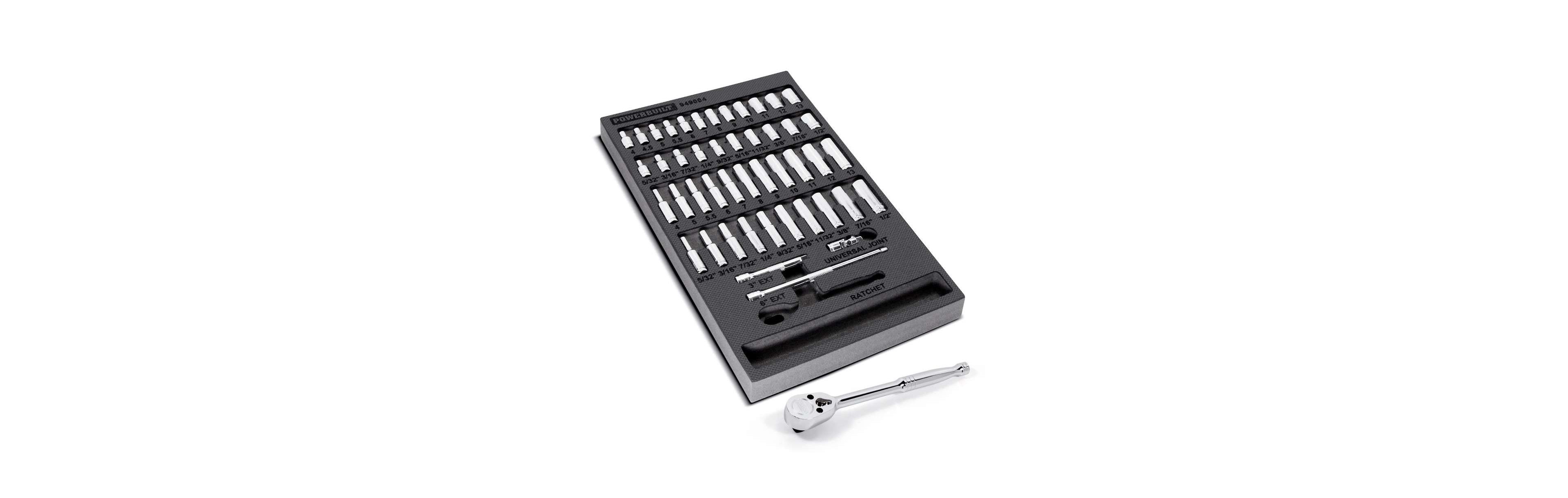 Powerbuilt 47 Piece Pro Tech 1/4 in. Dr. Sae & Metric Socket Set