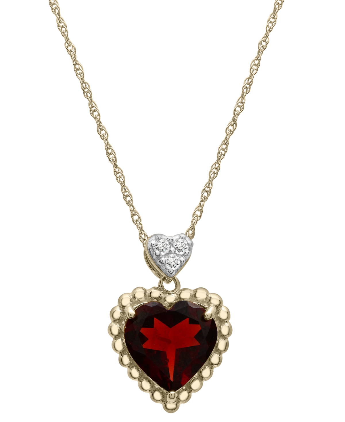 Macy's Garnet (1-7/8 Diamond Accent Double Heart 18
