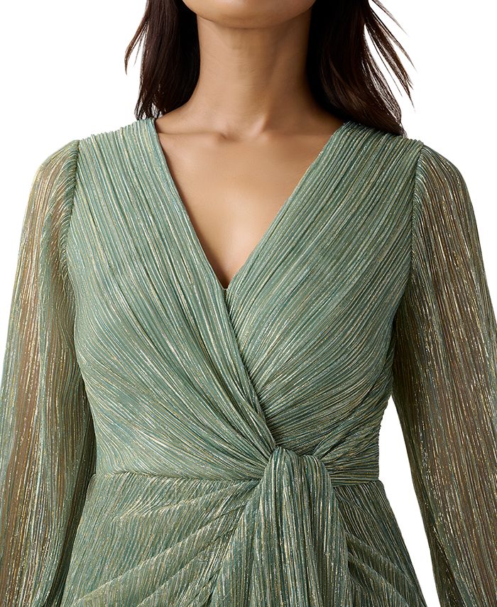 Adrianna Papell Women's Metallic Crinkled Draped Gown - Macy's