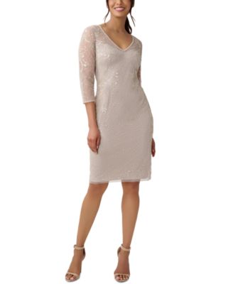 Adrianna Papell - Women's Beaded V-Neck Cocktail Dress