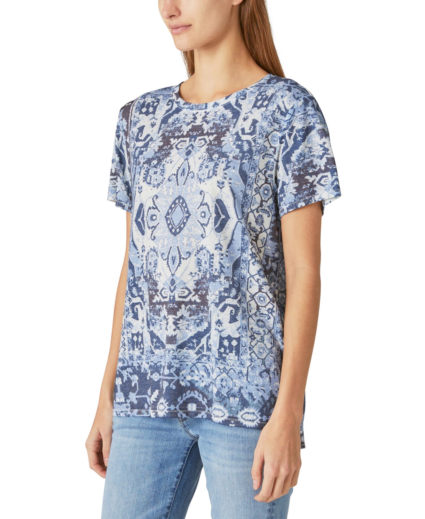 Женская футболка Lucky Brand Printed Crewneck, цвет: Синий разноцветный — фото 3
