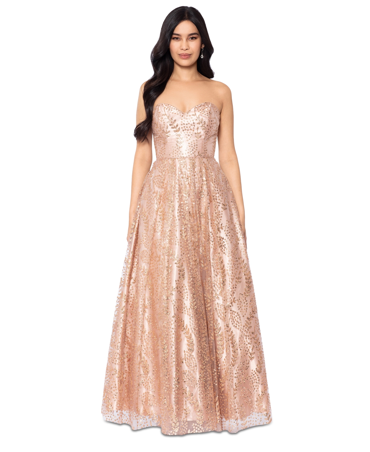 Blondie Nites Juniors' Strapless Sequined Ball Gown