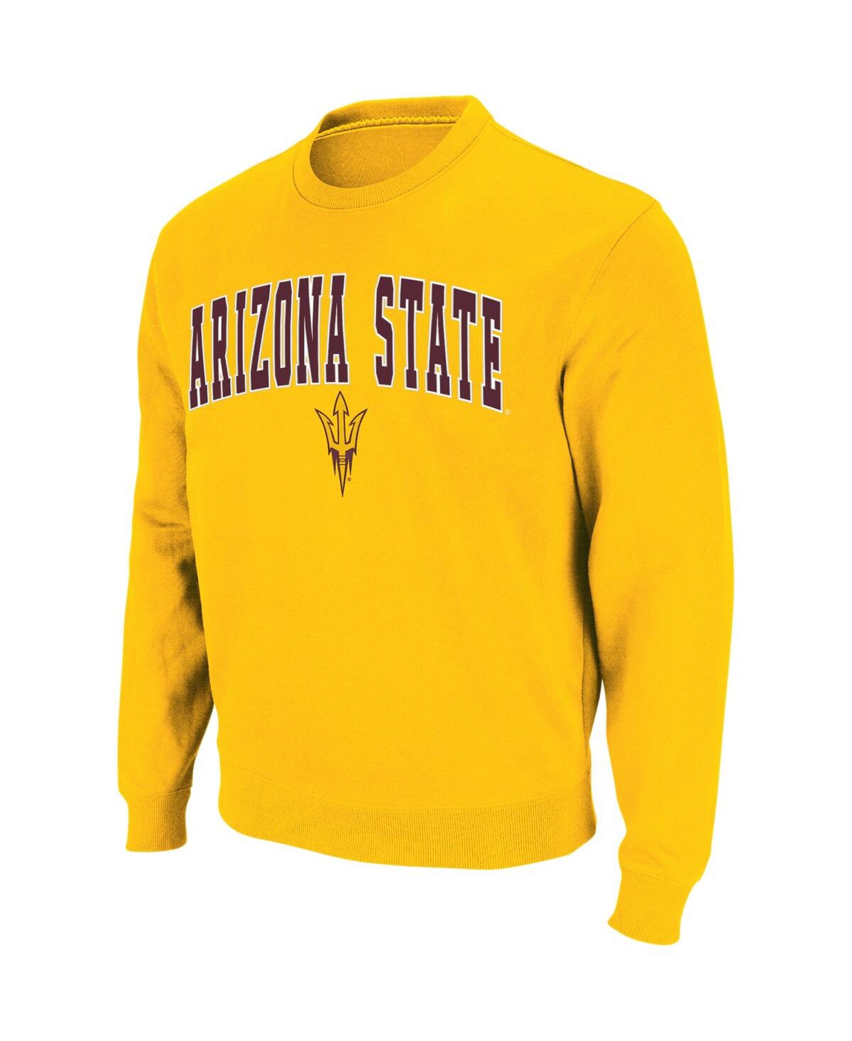 Shop Colosseum Men's  Gold Arizona State Sun Devils Arch And Logo Crew Neck Sweatshirt