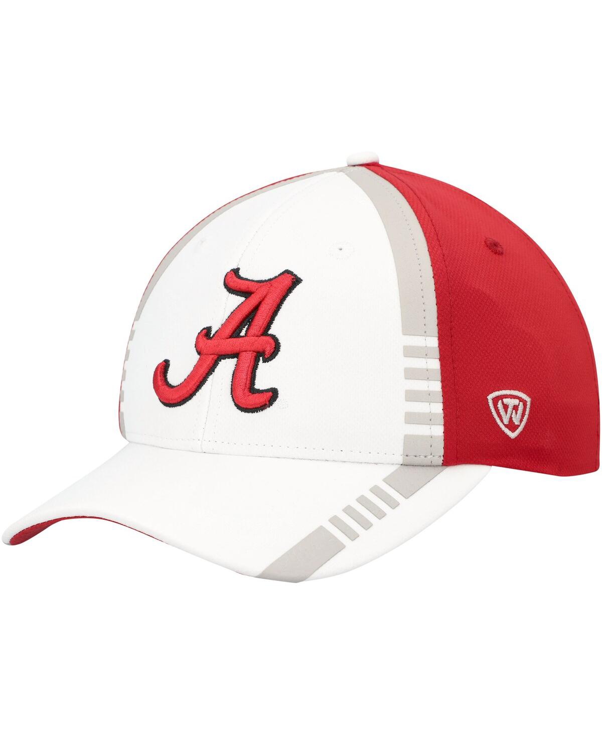 Shop Top Of The World Men's  White, Crimson Alabama Crimson Tide Iconic Flex Hat In White,crimson