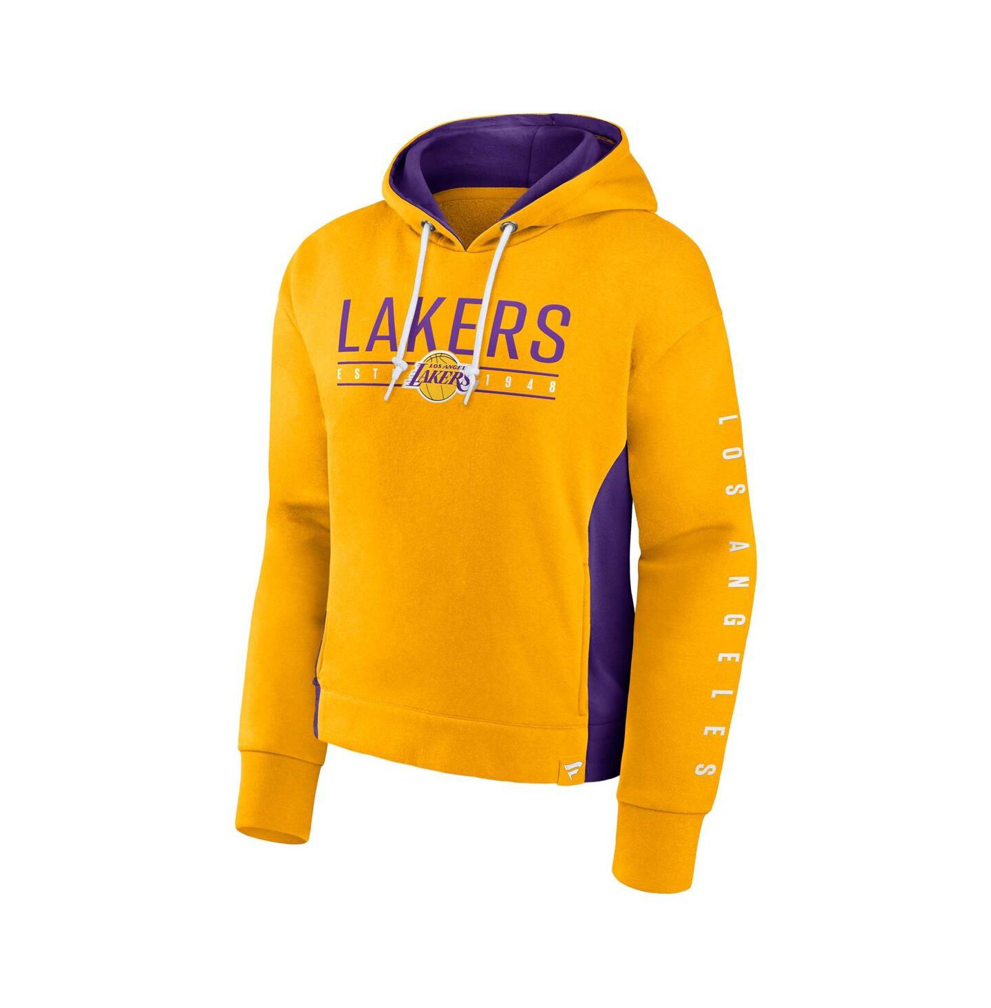 Женское худи Fanatics Gold Los Angeles Lakers Iconic Halftime Colorblock Pullover — фото 3