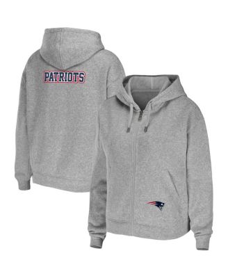 Women's Heathered Gray New England Patriots Team Full-Zip Hoodie