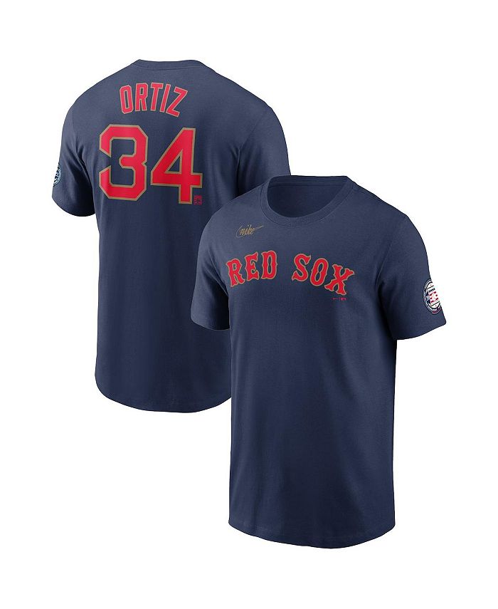 Men's Nike David Ortiz Navy Boston Red Sox Name & Number Logo T-Shirt