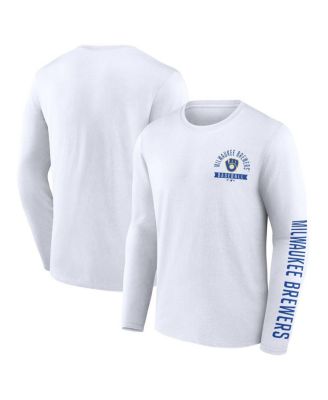 Men's White Milwaukee Brewers Pressbox Long Sleeve T-shirt