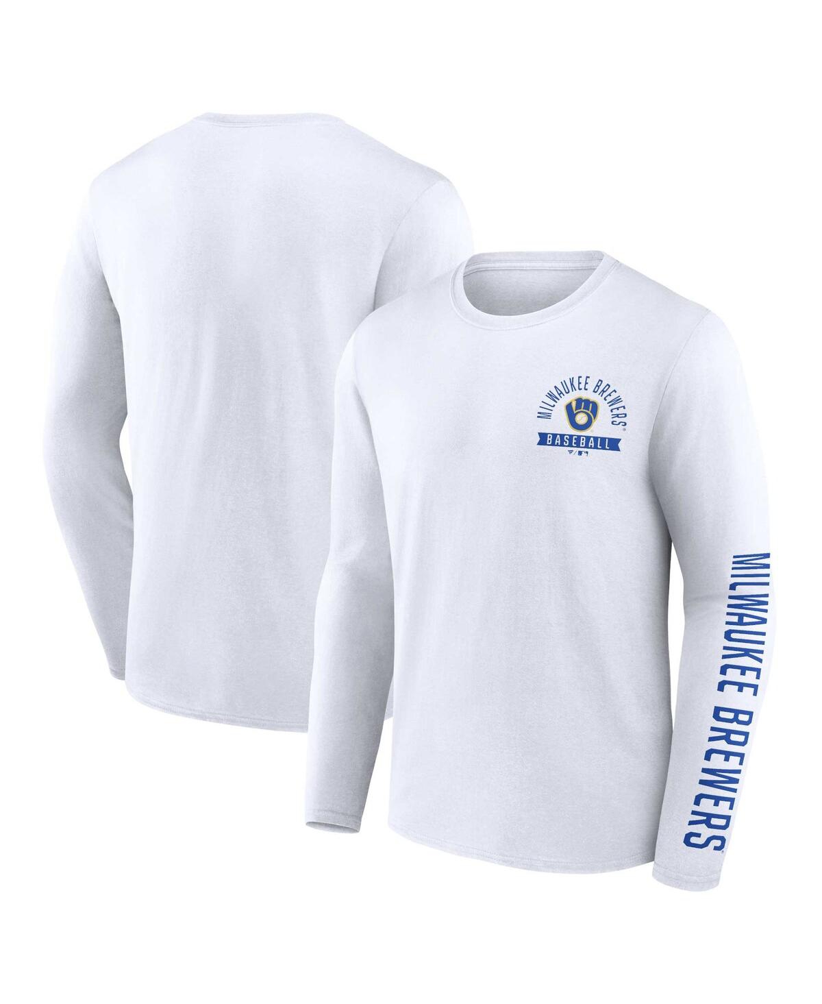 Men's FanaticsMilwaukee Brewers Pressbox Long Sleeve T-shirt - White