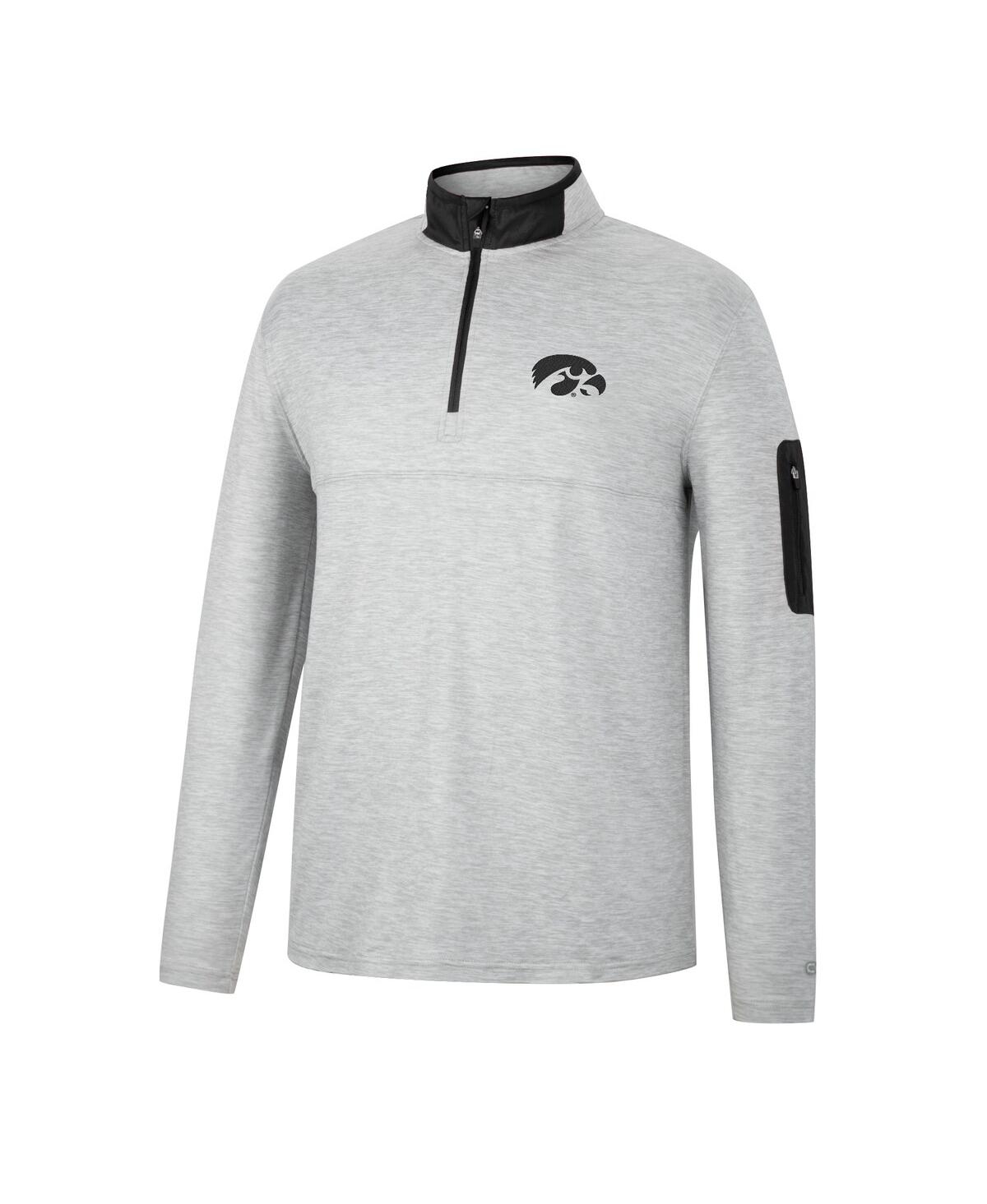 Shop Colosseum Men's  Heathered Gray, Black Iowa Hawkeyes Country Club Windshirt Quarter-zip Jacket In Heathered Gray,black