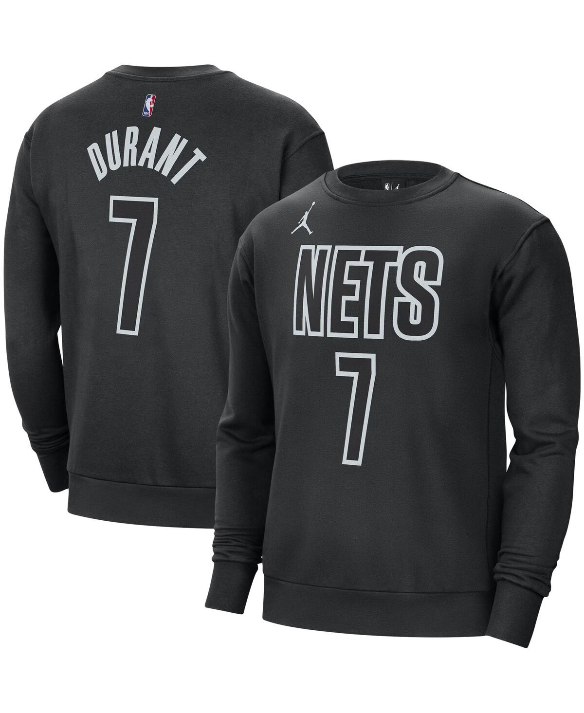 Jordan Men's  Kevin Durant Black Brooklyn Nets Statement Name And Number Pullover Sweatshirt