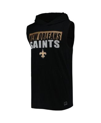 Men's Black New Orleans Saints Relay Sleeveless Pullover Hoodie