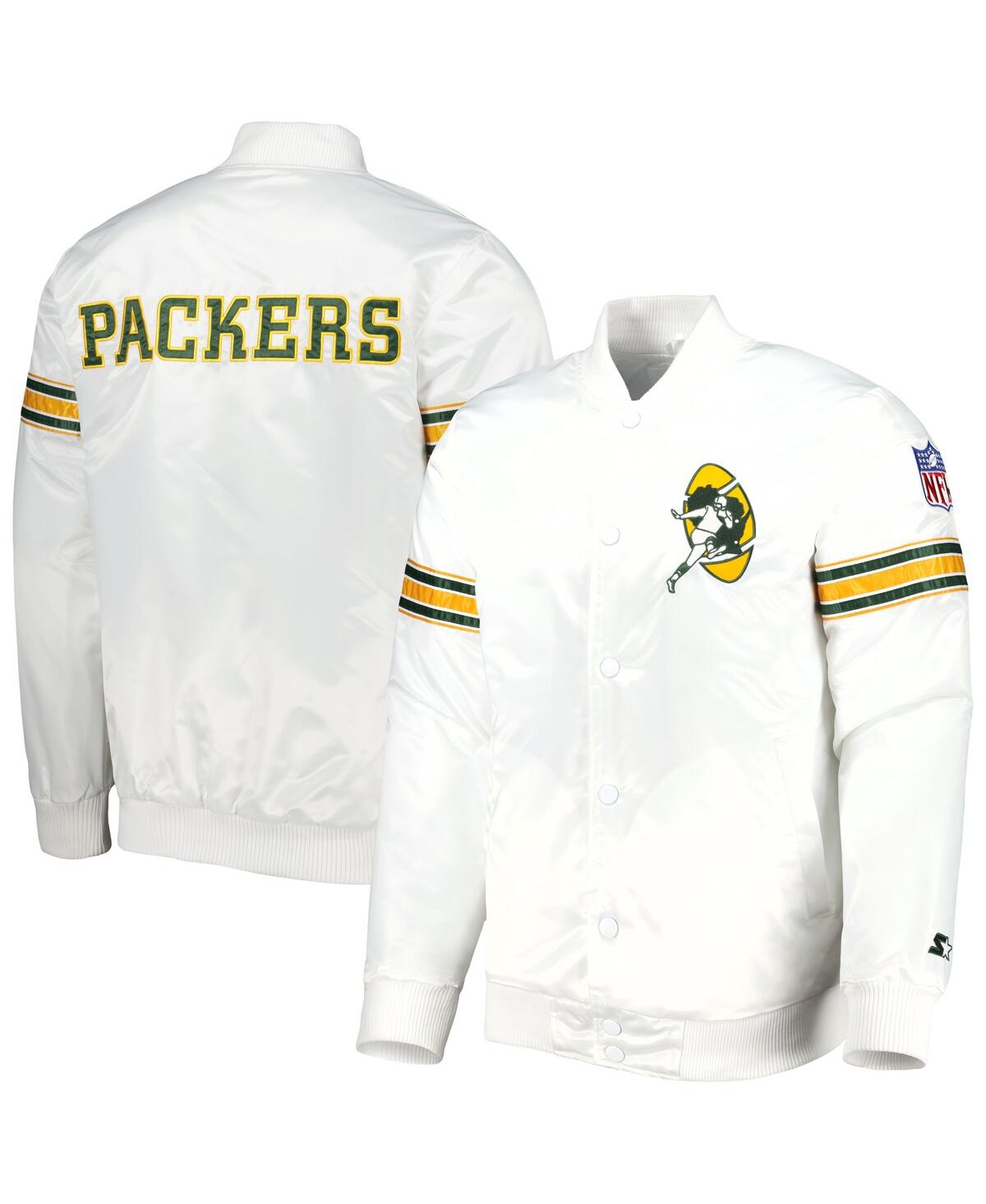 Men's StarterGreen Bay Packers The Power Forward Full-Snap Jacket - White