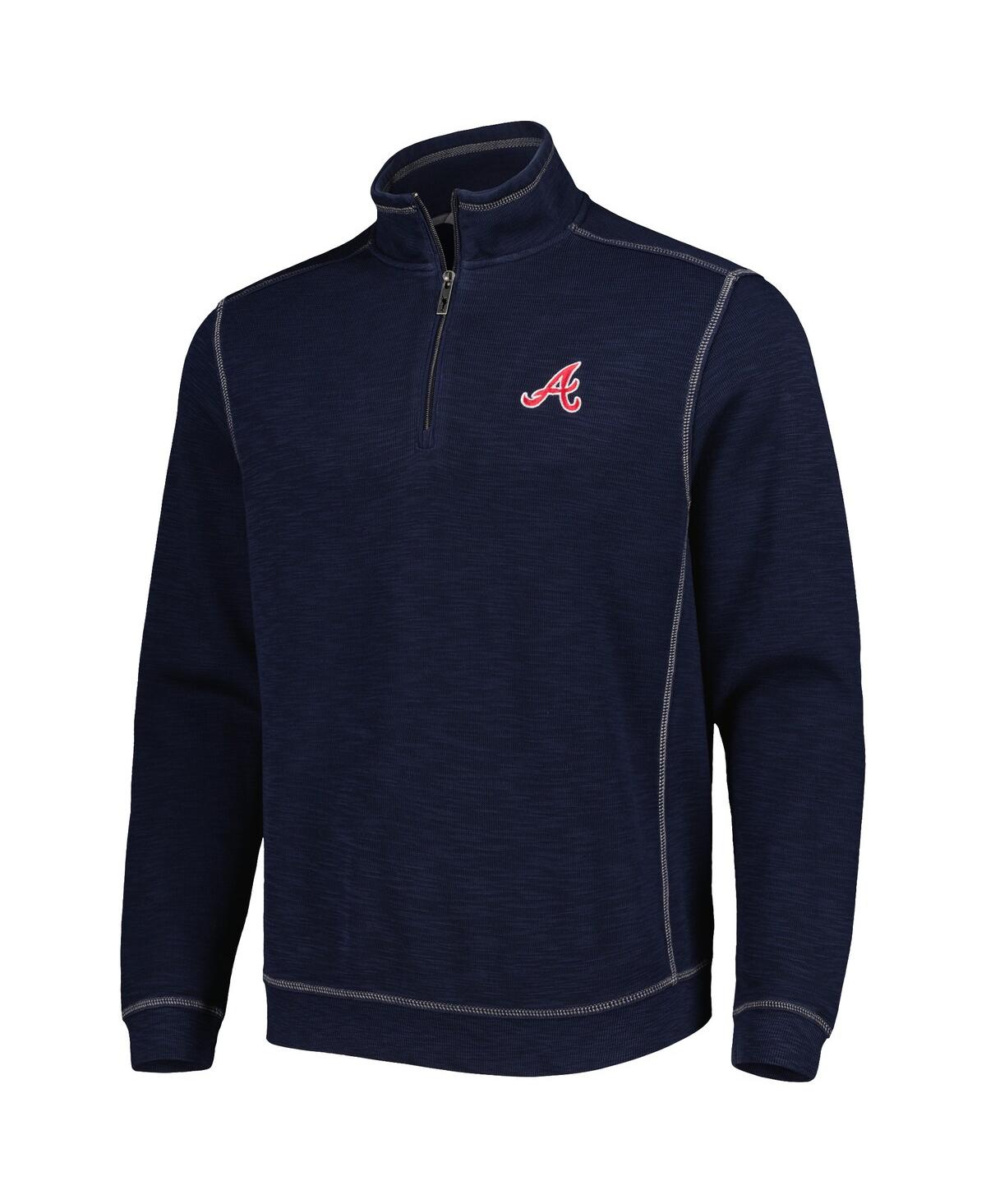 Tommy Bahama Men's  Blue Atlanta Braves Tobago Bay Tri-blend Quarter-zip Sweatshirt In Blue