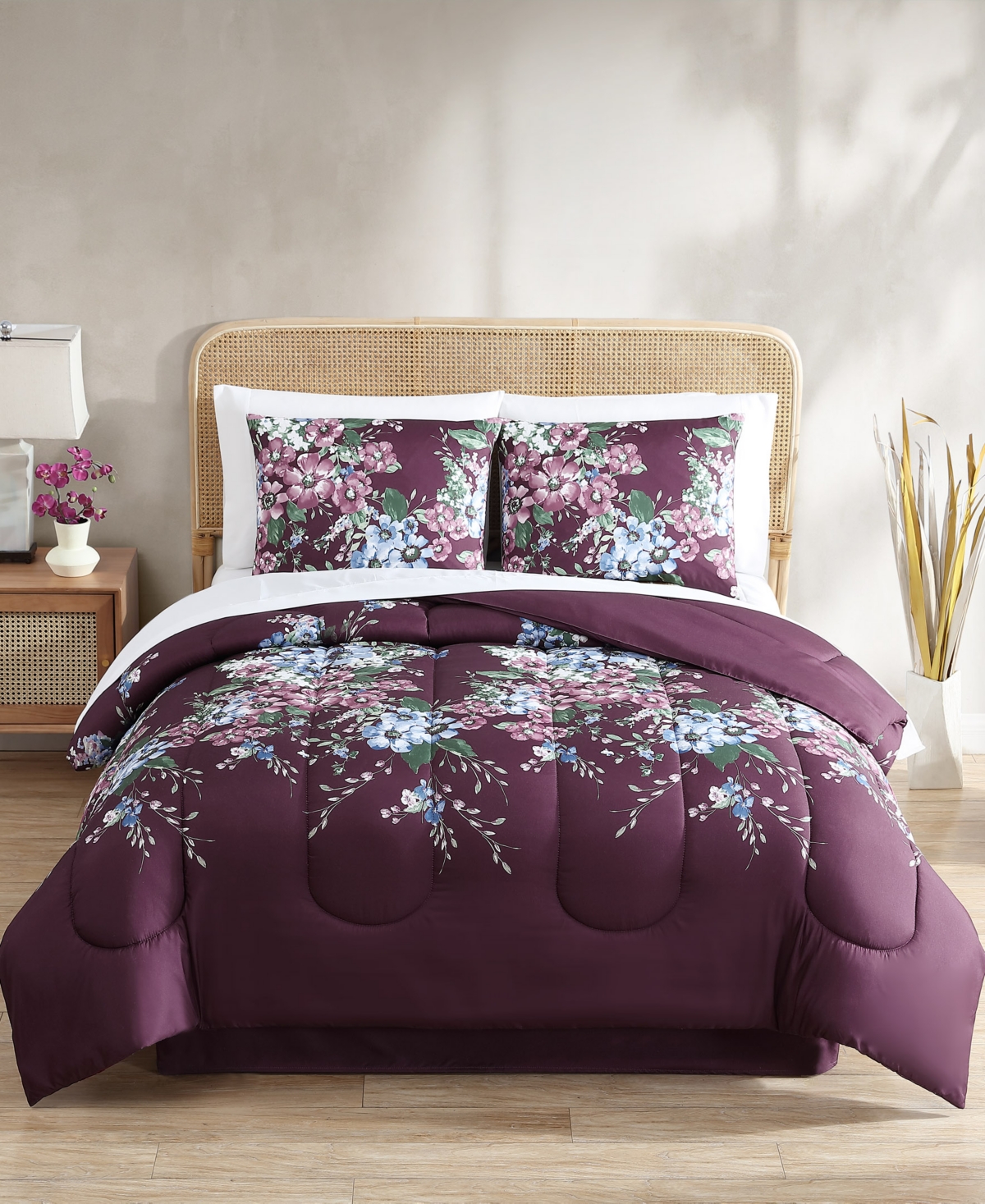Hallmart Collectibles Damia 8 Piece Reversible Comforter Sets Bedding In Med Purple