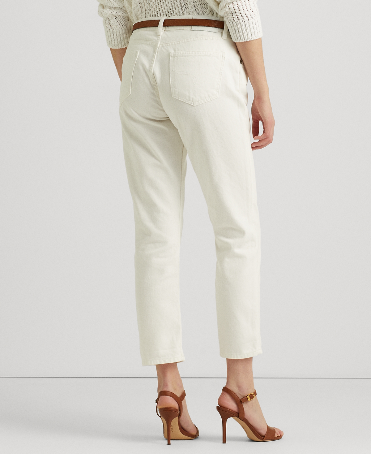 Shop Lauren Ralph Lauren Women's Relaxed Tapered Ankle Jeans In White Wash