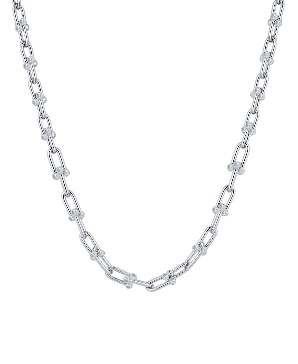 Fine Silver-Plated or 18K Gold-Plated Graduated Chain Link Necklace - Silver