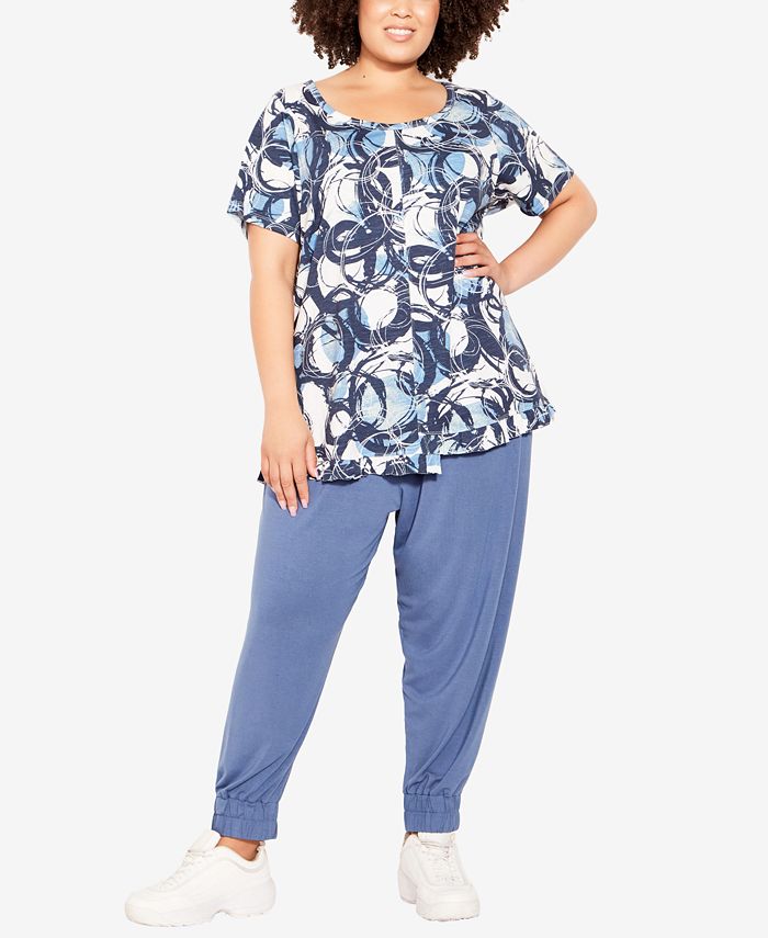 AVENUE Plus Size Mae Ruffle Print Top - Macy's